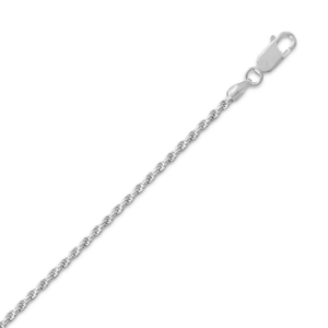 040 Rhodium Plated Rope Chain Necklace (1.8mm) Item # rpr40
