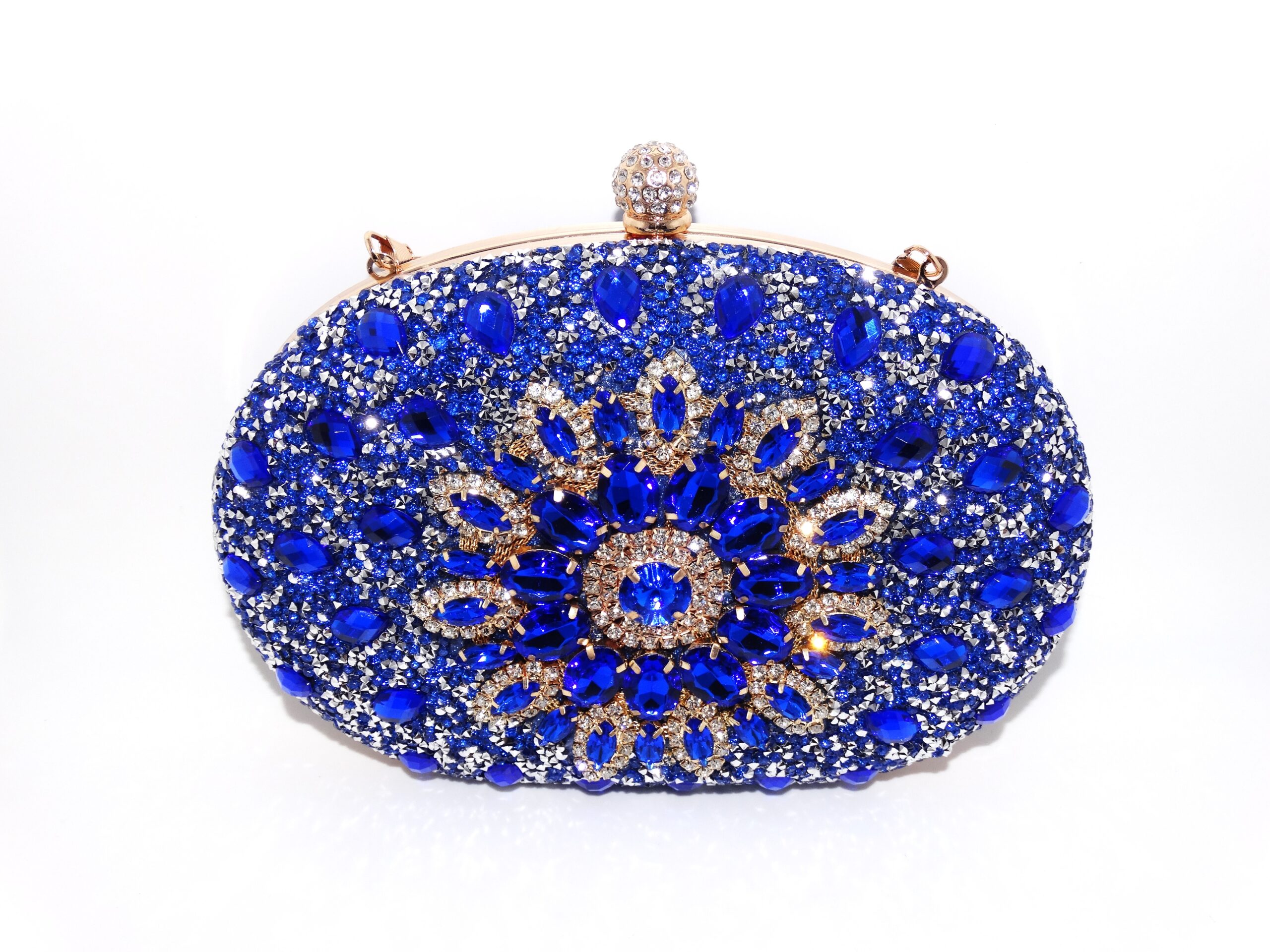 Blue Jeweled Oval Purse | Trendoza