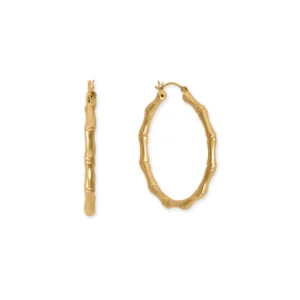 Gold Plated Bamboo Hoop Earrings