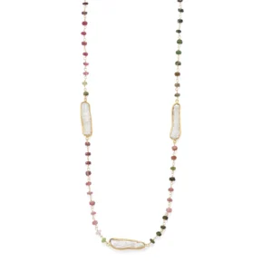 Tourmaline and Cultured Freshwater PearlNecklace