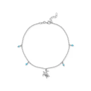 Sea Turtle and Reconstituted Turquoise Charm Anklet !